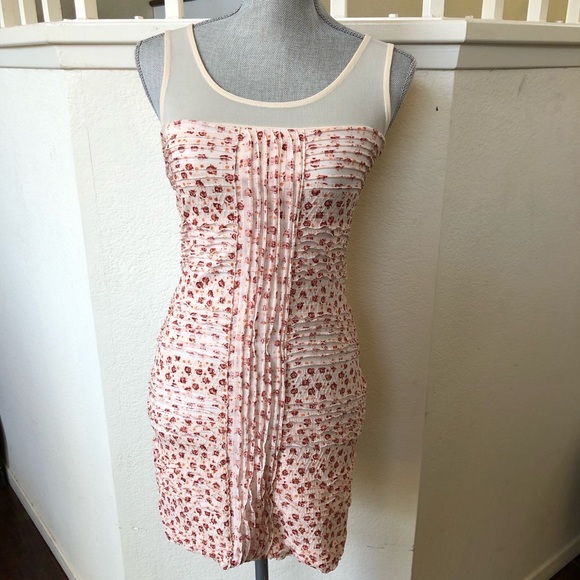 Free People Cream Floral Body Con Dress Size XS - Picture 3 of 8